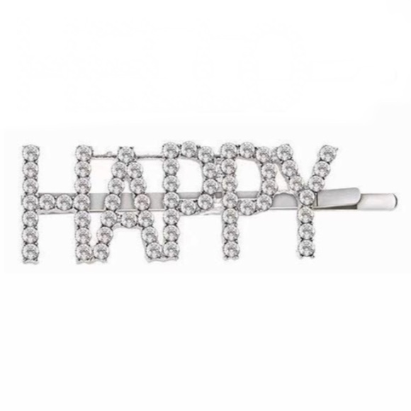 Baubl’d Accessories - HAPPY Rhinestone Bobby Pin Barrette Hair Accessory